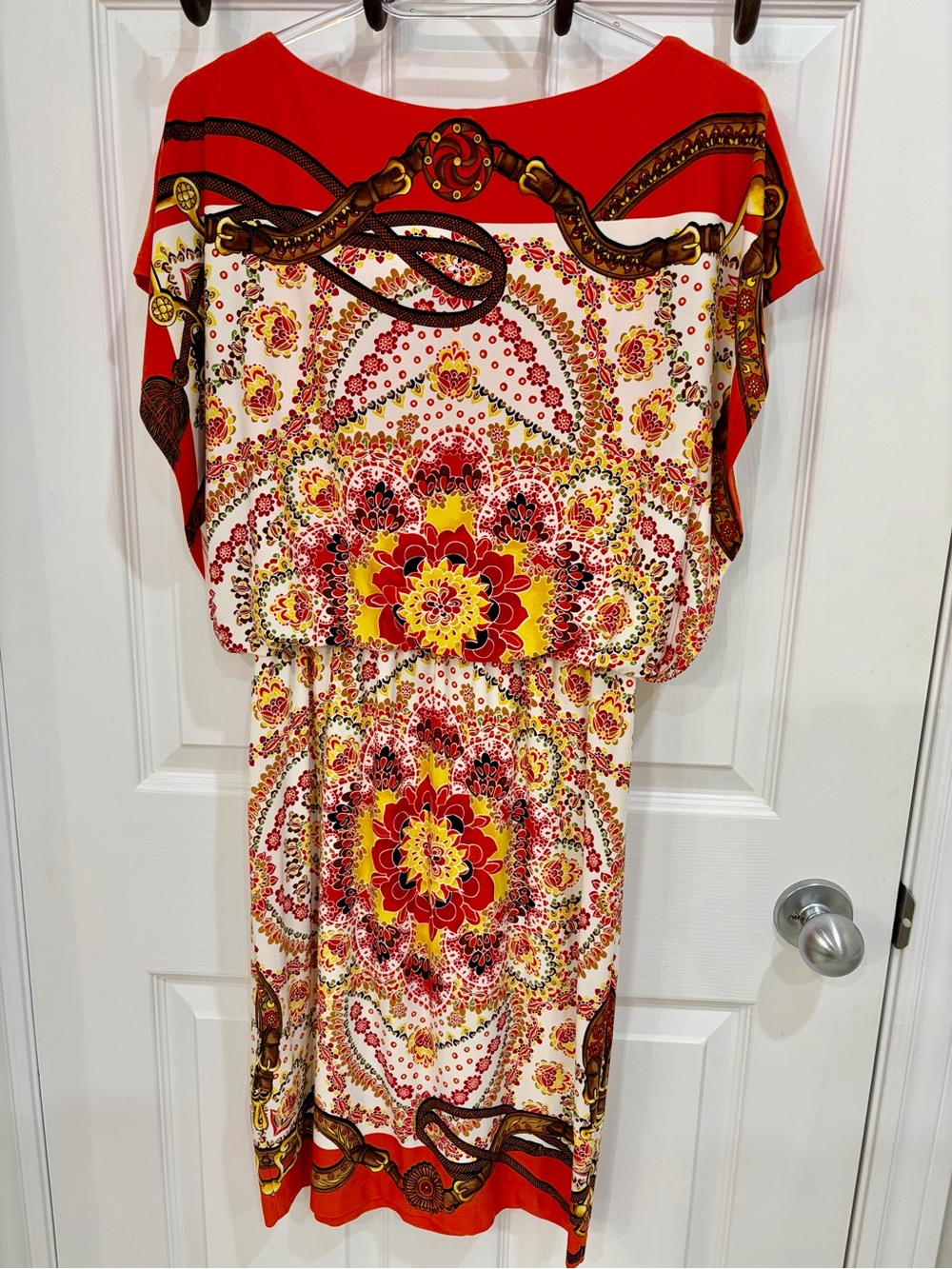 Maggy London Red, Yellow & White Floral Midi Dress